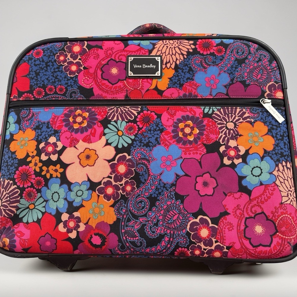 Vera Bradley Rolling Carry On Travel Bag Retired Royal Fiesta